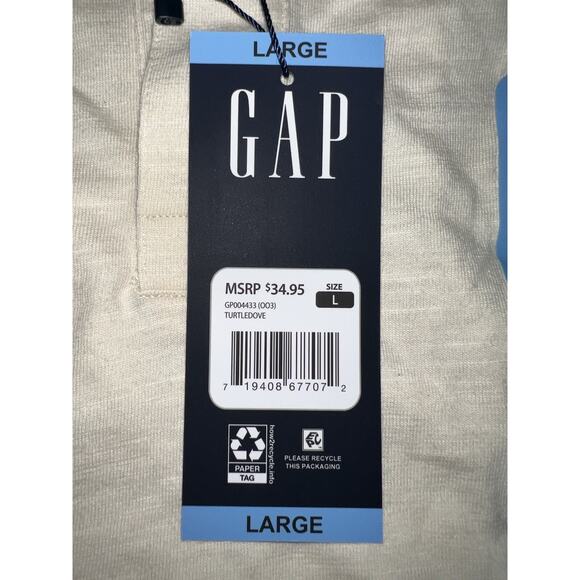 Gap Slub Henley Men’s LG Turtledove 3 Button Shirt - READ- - Picture 3 of 5